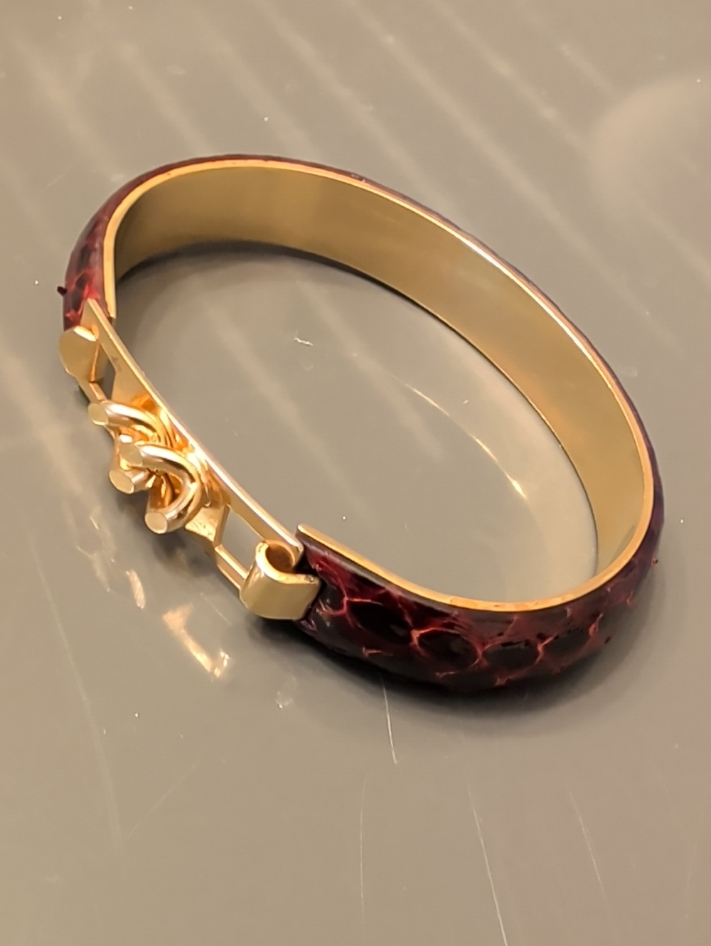 Vintage Gold-Tone Snake Skin Bracelet